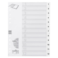 PRZEKŁADKA PP A4 1-12 DURABLE BIAŁE INDEKSY