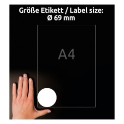 OKRĄGŁE ETYKIETY 69mm AVERY 10 ARKUSZY