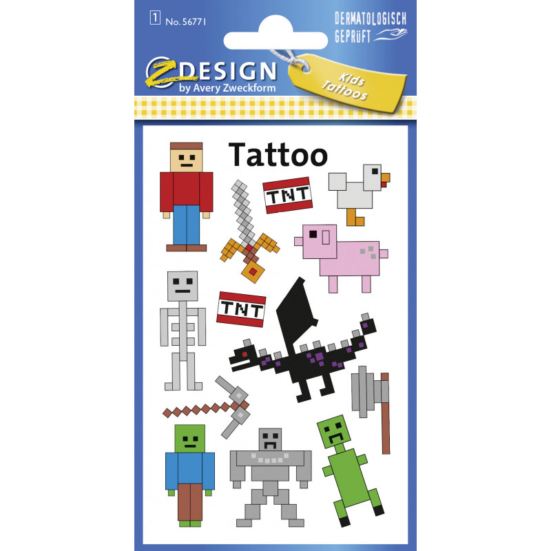 Piksele tatuaże Avery z-design dla dzieci