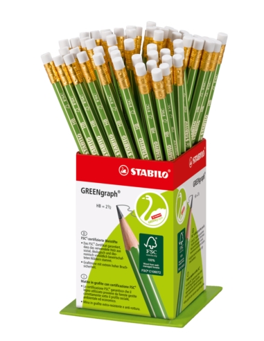 Ołówek STABILO GREENgraph z gumką display 60szt.