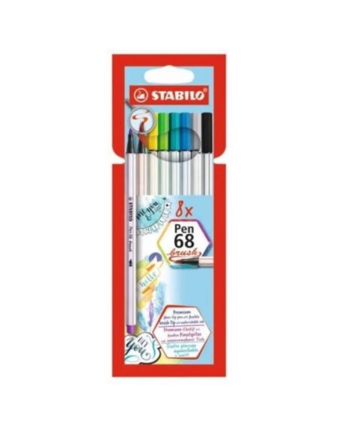 Flamaster STABILO Pen 68 brush etui karton 8szt.