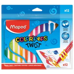 MAPED KREDKI ŚWIECOWE WYKRĘCANE TWIST 12 SZT