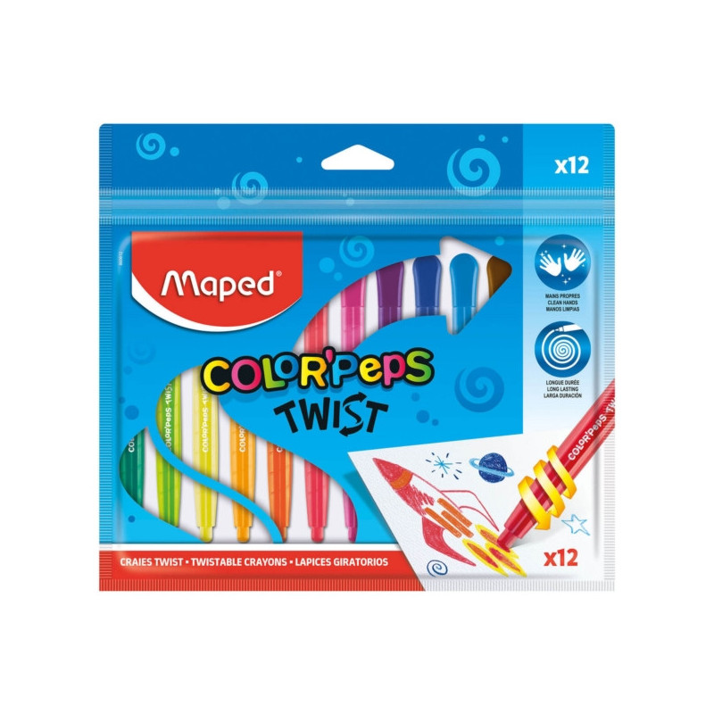 MAPED KREDKI ŚWIECOWE WYKRĘCANE TWIST 12 SZT MAPED KREDKI ŚWIECOWE WYKRĘCANE TWIST 12 SZT