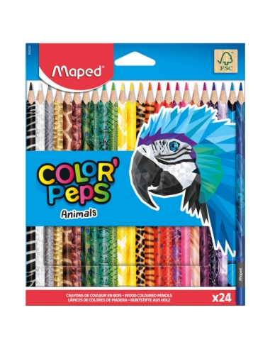 MAPED KREDKI TRÓJKĄTNE COLORPEPS ANIMALS 24 KOL