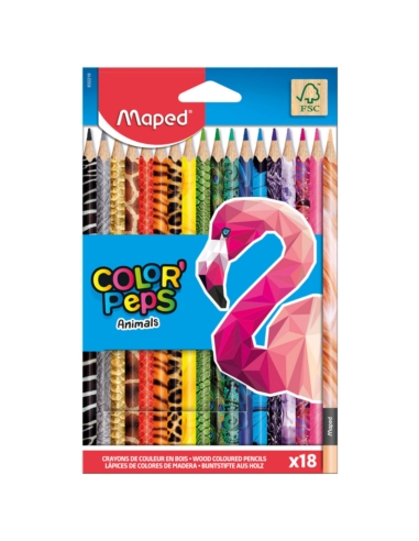 MAPED KREDKI TRÓJKĄTNE COLORPEPS ANIMALS 18 KOL