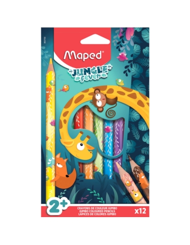 MAPED KREDKI TRÓJKĄTNE JUMBO JUNGLE FEVER 12 KOL