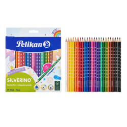 PELIKAN KREDKI OŁÓWKOWE TRÓJĄKTNE SILVERINO 24 KOL
