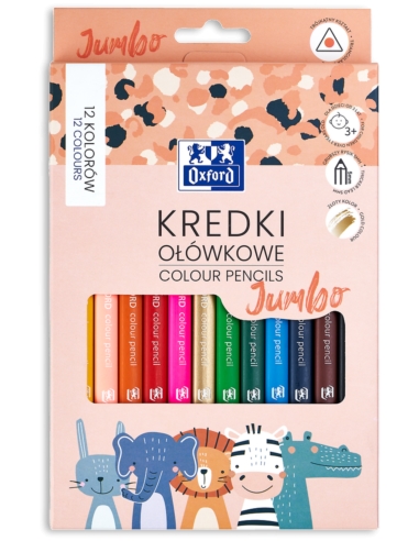 OXFORD KIDS KREDKI OŁÓWKOWE JUMBO 12 KOL