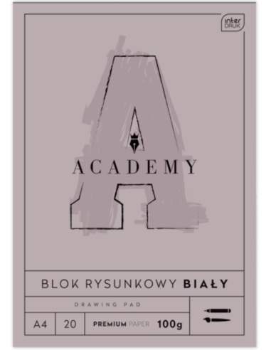 BLOK RYSUNKOWY INTERDRUK ACADEMY A4/20 BIAŁY 100G