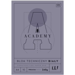 BLOK TECHNICZNY INTERDRUK ACADEMY A4/10 BIAŁY 240G