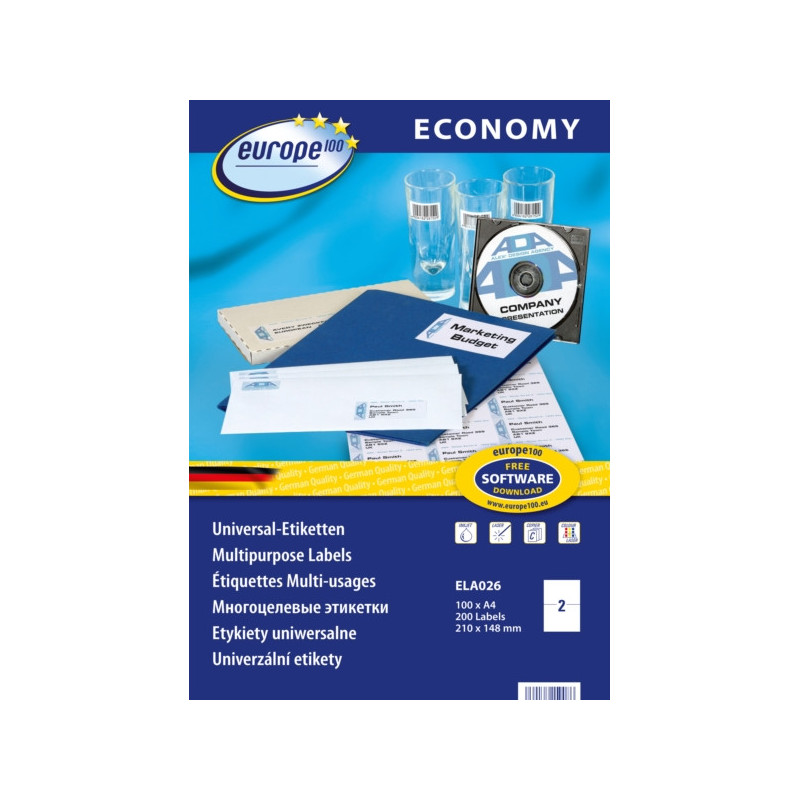 Etykiety uniwersalne 210x148 economy 100 arkuszy
