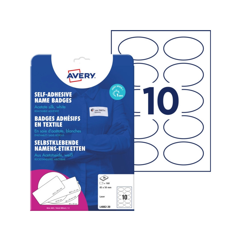 Identyfikatory Avery owalne 85x50mm 160 etykiet