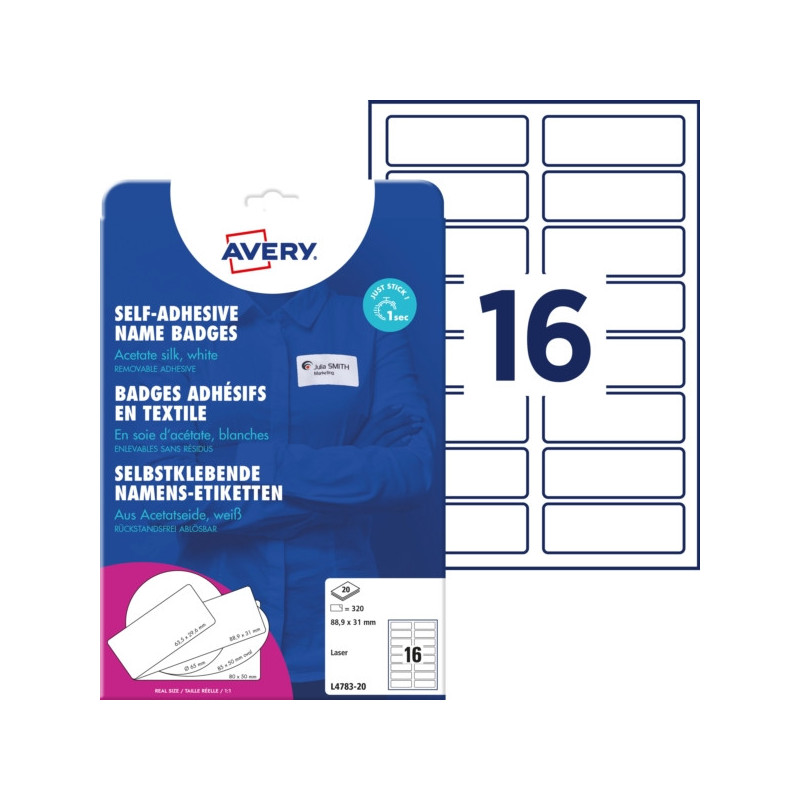 Identyfikatory Avery 88,9x31mm 320 etykiet