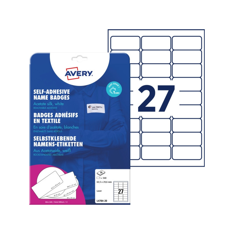 Identyfikator Avery 63,5x29,6mm 540 etykiet Identyfikator Avery 63,5x29,6mm 540 etykiet
