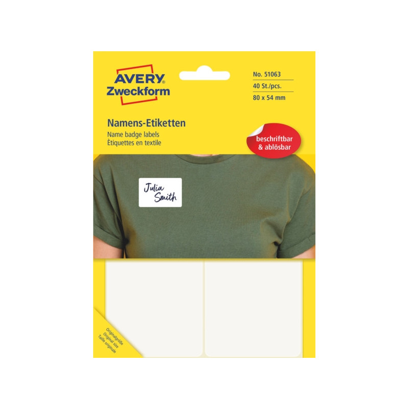 Identyfikatory Avery do opisu ręcznego 80x54mm