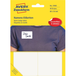 Identyfikatory Avery do opisu 80x54mm biała folia
