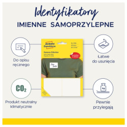 Identyfikatory Avery do opisu 80x54mm biała folia