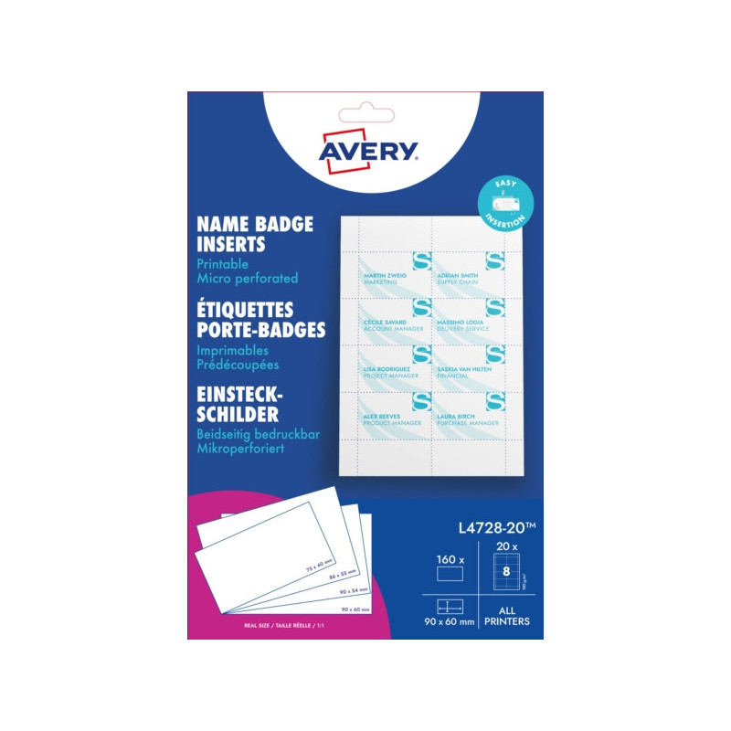 Wkład do identyfikatora Avery 60x90mm holder 4822 Wkład do identyfikatora Avery 60x90mm holder 4822