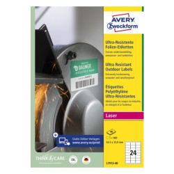 Etykiety polietynelowe 63,5x33,9 Avery 10 arkuszy