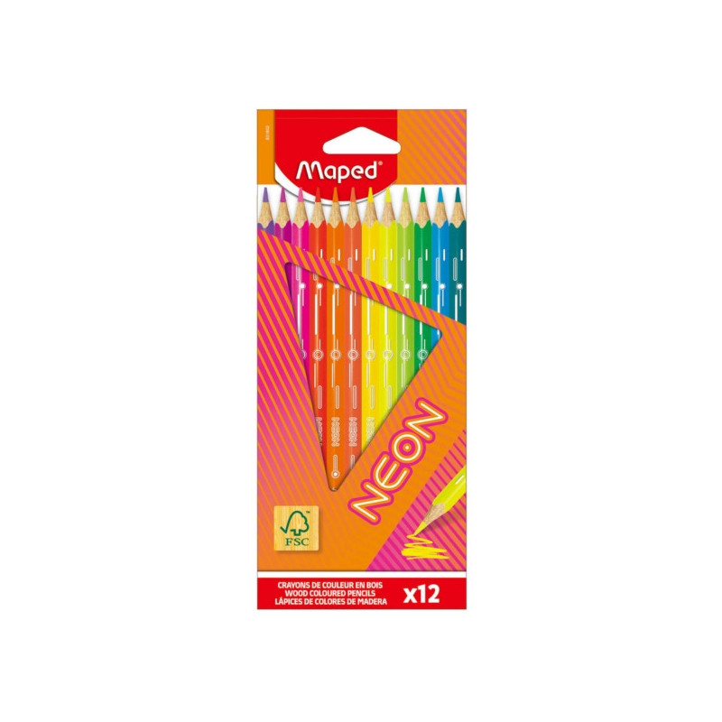 MAPED KREDKI TRÓJKĄTNE NEONOWE 12 KOL MAPED KREDKI TRÓJKĄTNE NEONOWE 12 KOL