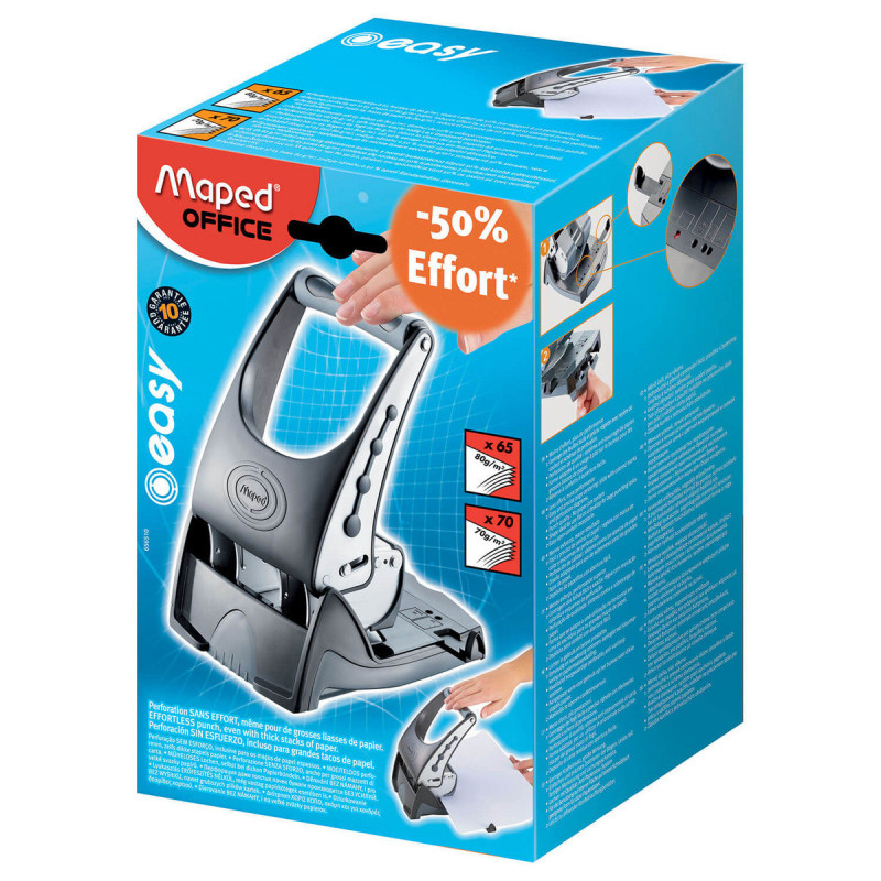 Dziurkacz biurowy, bezwysiłkowy metalowy, profesjonalny 70kart