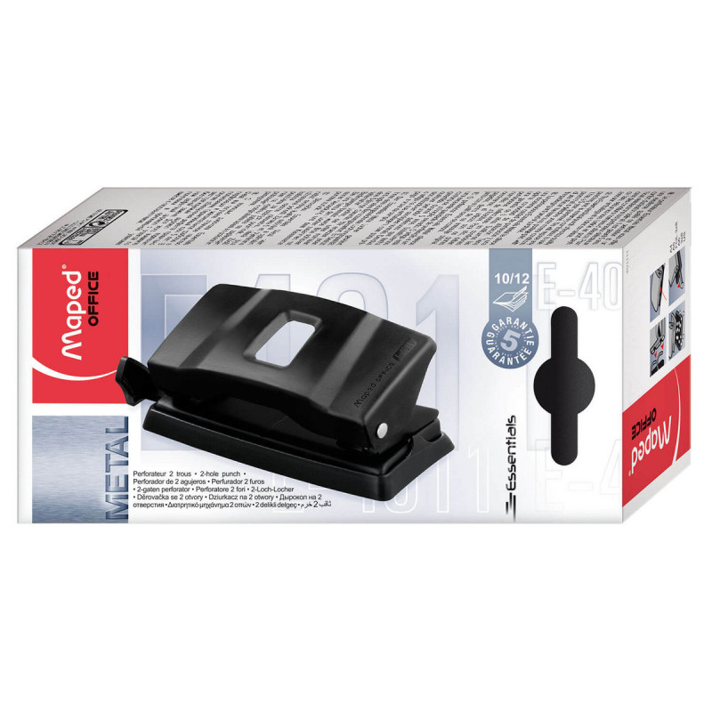 Dziurkacz biurowy Maped Essentials Metal, 12 Kart , Dziurkacz metalowy, czarny - sklep-lapis.pl
