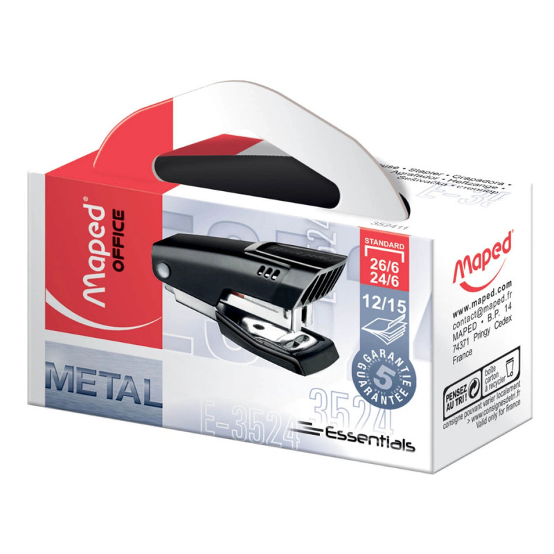 BIUROWY ZSZYWACZ MINI 24/6  MAPED ESSENTIALS CZARNY 15 KARTEK