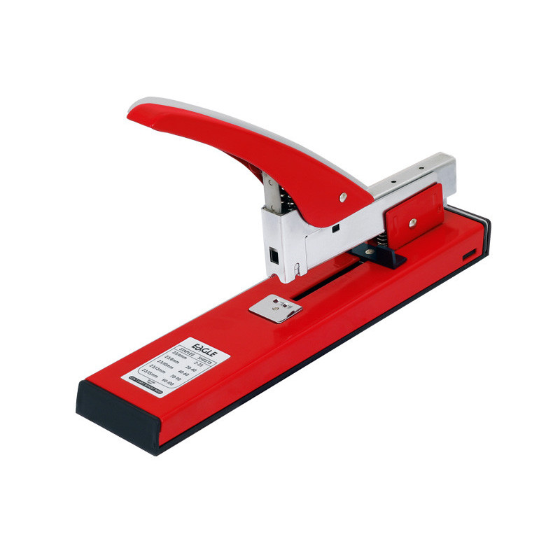 Duży Zszywacz Biurowy: Eagle 938 - do 100 kartek, metalowy, do biura, czerwony