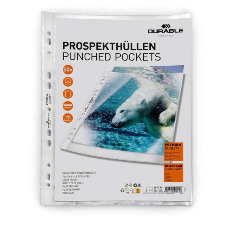 Koszulka a4 krystaliczna Durable 80mic 50 szt.